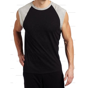 Nouveau design bicolore col ras du cou vêtements de sport maillot de corps en coton sans manches ajusté hommes débardeur pour hommes - Product Image 1