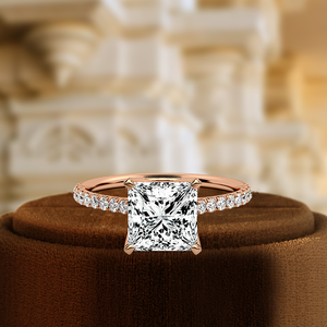 Bague de fiançailles solitaire en diamant de laboratoire taille princesse 1 carat certifiée IGI, or jaune 14 carats, bague de mariage pour cadeau d'anniversaire - Product Image 1