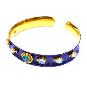 Attrayant 925 Sterling Silver Emerald Opal Gemstones Pas Cher Classique Wedding Wear Ladies Wear Manchette Bangle - Product Image 4