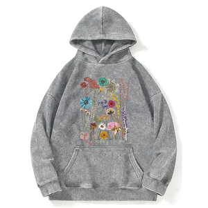เสื้อฮู้ดแบบสวมหัวโอเวอร์ไซส์ผ้าฝ้าย100% กำหนดเองได้เสื้อฮู้ดดี้แนวสตรีทผ้าแอซิดแนววินเทจ - Product Image 3