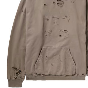 Sudaderas con capucha desgastadas de Color personalizado más vendidas para hombres Patrón sólido Ropa de invierno Estilo casual - Product Image 6