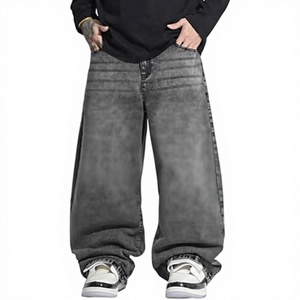 Jeans déchirés pour hommes, coupe large et tendance, en coton de haute qualité, coupe droite ample, pour toutes les saisons - Product Image 1