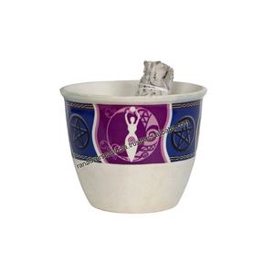 Palo Santo de soporte de incienso de cerámica con pentculo y símbolo de diosa, Palo Santo - Product Image 1