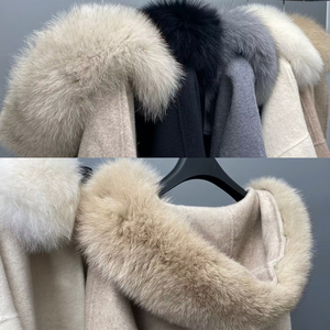 Cappotti di Lusso da <span class=keywords><strong>Donna</strong></span> 2024 in Vera Lana Cashmere, Giacche di Pelliccia Vera di Lusso, Abbigliamento Streetwear, Eleganti Cappotti <span class=keywords><strong>Oversize</strong></span> in Pelliccia di Alpaca - Product Image 4