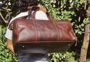 <b>Holdall</b> Weekender <b>Men</b> <b>Leather</b> Duffle Bag Gym Weekender Travel Bag for <b>Men</b> Duffle Overnight Bag - Product Image 5
