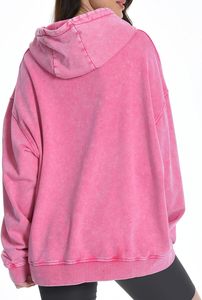 Sweat-shirt à capuche pour femme en molleton 100% coton, rose, avec cordon de serrage, broderie personnalisée et badge imprimé sur le devant, idéal pour l'hiver - Product Image 6