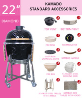 Auplex 22 pouces Kamado Red BBQ Grill Four en céramique Barbecue à charbon Grille de cuisson Cendrier Tiroir Grill