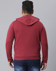 Sudadera con estampado liso rojo de talla grande para hombre con logotipo personalizado, Sudadera con cuello redondo de manga larga de algodón 100%, Sudadera con cuello redondo de talla grande - Product Image 2