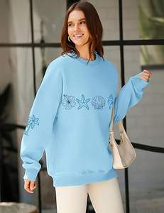 Sweat-shirt oversize pour femme, col rond, manches longues, décontracté, en polaire, avec motif graphique, pull à capuche - Product Image 2