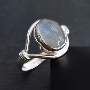 แหวนเงินสีรุ้งประดับพลอยสี925เป็นมิตรกับสิ่งแวดล้อมแหวนโบโฮของผู้หญิงพลอยสีฟ้ามีสีรุ้งประดับอัญมณีชุดประจำวัน - Product Image 3