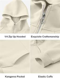 Sudadera con Capucha Extra Grande para Hombre, con Cierre de Cremallera de un Cuarto, Corte Holgado, con Bolsillo, Precio al por Mayor - Product Image 5