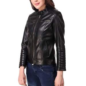 Chaqueta de cuero genuino de alta calidad para mujer, chaqueta de cuero de invierno para mujer, chaqueta de cuero transpirable de piel de oveja genuina para mujer - Product Image 6