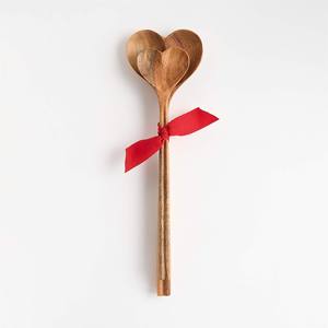 Ensemble de cuillères en bois en forme de cœur faites à la main, finition lisse, durables, écologiques, idéales pour la cuisine, le service et les cadeaux pour les êtres chers - Product Image 2
