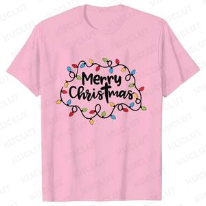 เสื้อยืดผ้าฝ้ายออร์แกนิกสำหรับผู้ชายเสื้อยืดผ้าลูกฟูกพิมพ์สีย้อมเน็คไทความยาวสั้นทรงหลวมสำหรับเทศกาลคริสต์มาส100% - Product Image 6