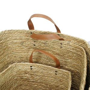 Natural Woven <b>Storage</b> <b>Basket</b> Set Handwoven Seagrass <b>Basket</b> for Laundry Toys Home Organizer - Product Image 2