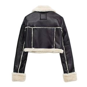 Veste en cuir véritable pour femmes élégantes manteau de mode d'hiver à manches longues vêtements d'extérieur ajustés pour l'automne vêtements quotidiens - Product Image 5
