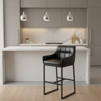 Tabouret de bar fixe moderne et robuste en similicuir PU avec repose-pieds, écologique et durable pour la maison, les bars, la salle à manger et l'hôtellerie