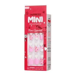 Mini faux ongles à presser pour filles et enfants, 20 <span class=keywords><strong>super</strong></span> courts et carrés-ovales avec paillettes roses, vente en gros - Product Image 1