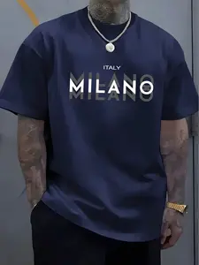 Camiseta estampada de algodón de verano para hombre 2025, camiseta informal holgada de manga corta con cuello redondo y patrón elegante para uso diario - Product Image 3