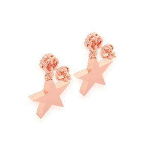 Boucles d'oreilles pendantes en or rose 14K VVS Moissanite avec diamant design étoile personnalisé Boucles d'oreilles hip-hop glacées pour femmes - Product Image 3