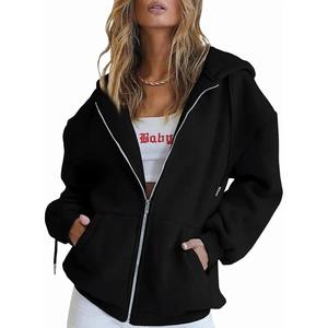 Sudadera con Capucha de Forro Polar Bordada para Mujer, Estilo Minimalista, 2024, Manga Larga, Bolsillo Delantero, Uso Diario Informal, Antiarrugas, Transpirable - Product Image 3