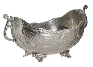 Bol décoratif en métal de qualité supérieure avec support pour décoration de mariage Bol minimaliste en métal argenté pour mariage moderne - Product Image 6