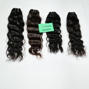 Vente en gros 100% naturel noir couleur indien Remy cheveux faisceaux Machine Double trame ondulé vague d'eau non transformé brut vierge humain - Product Image 1