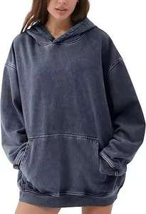 Sudadera con Capucha Extra Grande para Hombre, Estilo Vintage Lavado al Ácido, Gruesa, de Algodón, Desgastada, Unisex, de Marca - Product Image 3