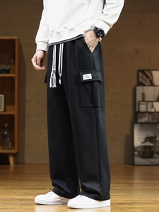 Autumn New Sweatpants <b>Men</b> Multi-Pockets Drawstring Cotton Casual Track Pant Male Loose <b>Trousers</b> Straight Trending - Product Image 4