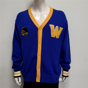 Men's Winter Sports Team <strong>Cardigan</strong> 100% Cotton V-Neck Button-Up Sweater Letter Patch Embroidery ODM Custom <strong>Varsity</strong> Knitwear - Product Image 1