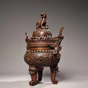 Brûleur d'encens indien moderne en laiton, brûleur d'huile essentielle et de cire pour la décoration de la maison - Product Image 2