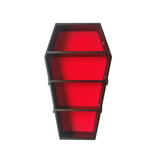 Étagère flottante en bois gothique effrayante, boîtes en laque noire, dessus ouvert, décoration gothique, étagère à maquillage en forme de cercueil, organisateur pour chambre à coucher - Product Image 1