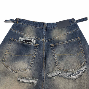 2024 venta al por mayor de fábrica, pantalones vaqueros informales de cintura alta, pantalones vaqueros holgados, pantalones vaqueros rasgados para hombres - Product Image 6