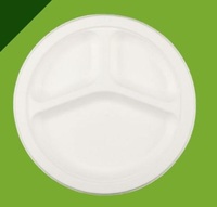 Offre Spéciale 2023 meilleures assiettes jetables en bagasse de qualité supérieure assiettes rondes avec 3 compartiments pour la fonction de mariage et de fête d'anniversaire