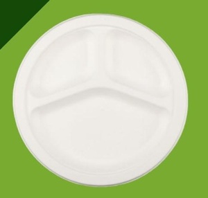 Offre Spéciale 2023 meilleures assiettes jetables en bagasse de qualité supérieure assiettes rondes avec 3 compartiments pour la fonction de mariage et de fête d'anniversaire - Product Image 2