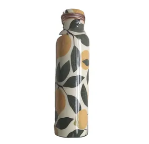 Botella de Agua de Cobre con Estampado de Esmalte de Alta Calidad y Estilo Moderno, Botella de Agua Ecológica Unisex con Tapa para Beber Directamente - Product Image 3