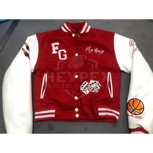 Chaqueta de béisbol Varsity Letterman para hombre en negro gris estilo de calle de invierno con mangas de cuero con cuello levantado venta Pakistán - Product Image 1