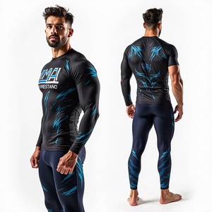 Compression Fit Rash Guard Conception personnalisée pour les combattants MMA avec option à manches longues et courtes kimono de jiu jitsu - Product Image 1