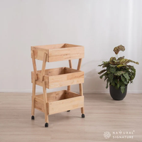 Chariot de rangement mobile pour cuisine ou commerce de détail, en bois de caoutchouc massif, robuste et pratique, exportation de meubles de Malaisie