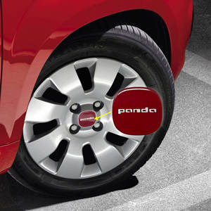 Cappucci centrali ruota rossa 3D per Fiat Panda 52 mm di diametro cromato e finitura ABS pezzo unico - Product Image 4