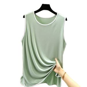 High Quality Custom <b>Women's</b> Cotton Spandex High Stretch Round Neck Tank <b>Top</b> Jersey Knitted <b>Vest</b> Wholesale - Product Image 4