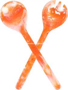 ชุดเซิฟเวอร์สลัดทำด้วยมือทำจากเรซิ่นพร้อมส้อมและช้อนดีไซน์หรูหราสำหรับห้องครัวในบ้านการรับประทานอาหารในชีวิตประจำวัน - Product Image 4