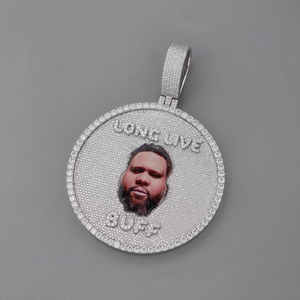 Colgante de Hip Hop para hombre, Diamante de moissanita personalizado, joyería de moda de corte redondo, Plata de Ley 925 - Product Image 1