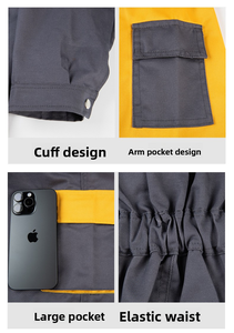 Combinaison de travail en coton haute visibilité, durable et respirante, réfléchissante, multi-poches, résistante à l'usure, uniforme mécanique - Product Image 4