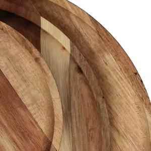 Assiette de service carrée en bois d'acacia de luxe, écologique, design classique poli par Crescent Crafts - Product Image 3