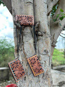 New Western Stylish Color Real Tooled Leather Women Clutch Hot Selling Compact Size Brown Color Tooled Leather <b>Wristlet</b> Clutches - Product Image 5