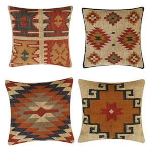 18x18 pouces carré canapé housse de coussin multicolore laine Jute housse de coussin décor à la maison housse de coussin pour salon canapé et chambre - Product Image 4