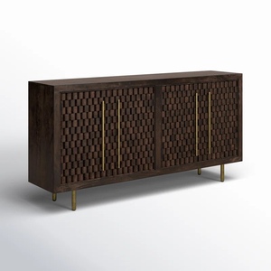 Armoire de luxe moderne Boho en bois de manguier massif buffet en rotin fabriqué à la main pour la maison ferme bar à domicile - Product Image 2