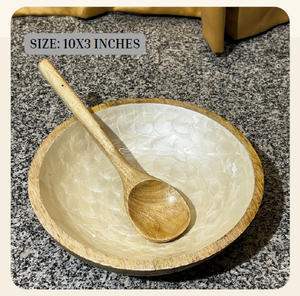 Bol à salade circulaire en bois d'acacia imprimé UV de qualité supérieure, artisanat artisanal |   Vaisselle durable et élégante pour les restaurants et les foyers - Product Image 2