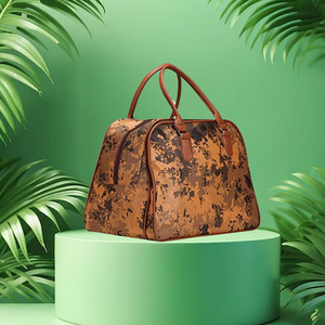 Fashionable Genuine Leather and PU <b>Travel</b> Duffel Bag with Zipper Closure Organizer Features for Luggage Storage - Product Image 6